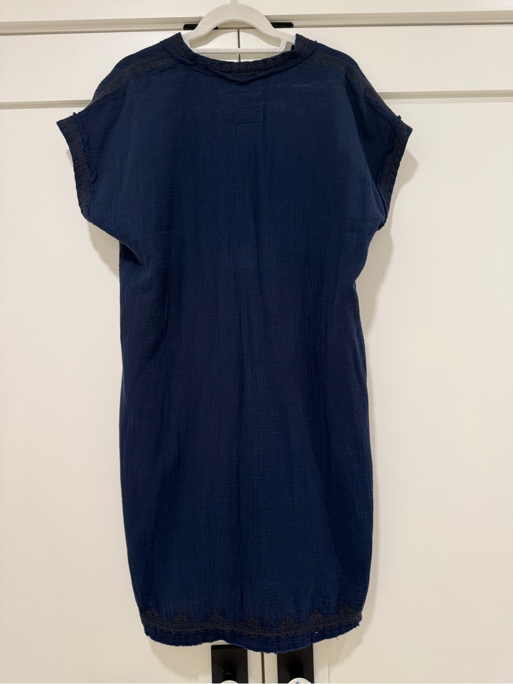 Johnny Was Biya Navy Embroidered Butterfly Floral Tunic Dress Medium - Picture 5 of 13